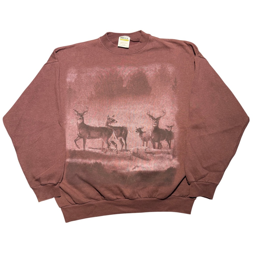 Vintage 90s Deer Sweatshirt XL Maroon Crewneck